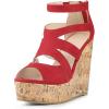 imageAllegra K Womens Platform Peep Toe Cutout Caged Cork Wedge Heel SandalsRed