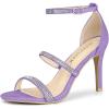 imageAllegra K Womens Rhinestone Ankle Strap Stiletto High Heels SandalsPurple