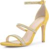 imageAllegra K Womens Rhinestone Ankle Strap Stiletto High Heels SandalsYellow