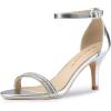 imageAllegra K Womens Stiletto Heels Rhinestone Ankle Strap SandalsSilver