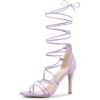 imageAllegra K Womens Strappy Straps Lace Up Stiletto Heel SandalsPurple