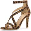 imageAllegra K Womens Zipper Ankle Strap Stiletto Heel SandalsLeopard