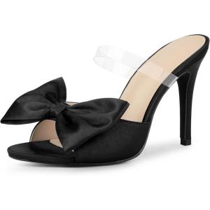 imageAllegra K Womens Bow Sandal Stiletto Heels Mules Heel SandalsBlack