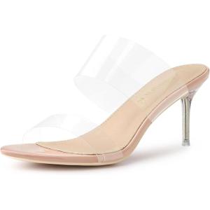 imageAllegra K Womens Clear Slide Stiletto Heel Clear SandalsBeige