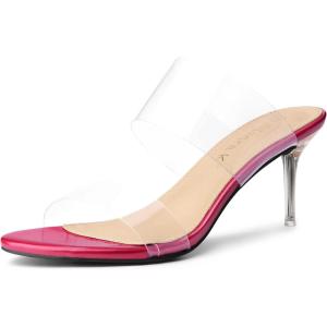 imageAllegra K Womens Clear Slide Stiletto Heel Clear SandalsHot Pink