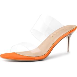 imageAllegra K Womens Clear Slide Stiletto Heel Clear SandalsOrange