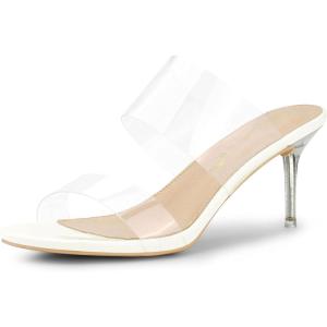 imageAllegra K Womens Clear Slide Stiletto Heel Clear SandalsWhite