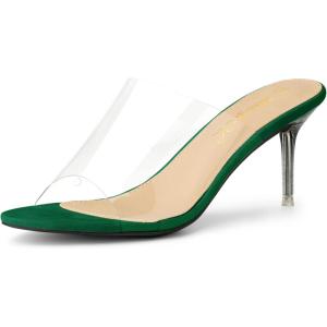 imageAllegra K Womens Clear Strap Open Toe Slip On Stiletto Heel Slide SandalsEmerald Green