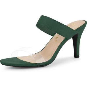 imageAllegra K Womens Clear Strap Stiletto Heel Slides SandalsGreen