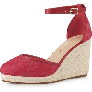 imageAllegra K Womens Closed Toe Espadrille Platform Heels Lace Wedge SandalsRed