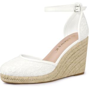imageAllegra K Womens Closed Toe Espadrille Platform Heels Lace Wedge SandalsWhite