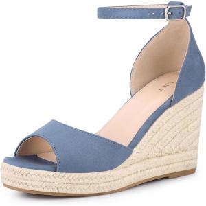 imageAllegra K Womens Espadrille Platform Ankle Strap Wedge Heel SandalsHaze Blue