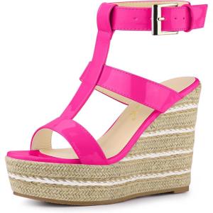 imageAllegra K Womens Espadrille Strappy Platform Wedges SandalsHot Pink