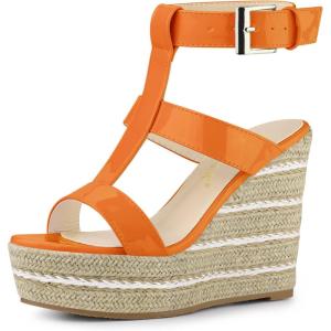 imageAllegra K Womens Espadrille Strappy Platform Wedges SandalsOrange