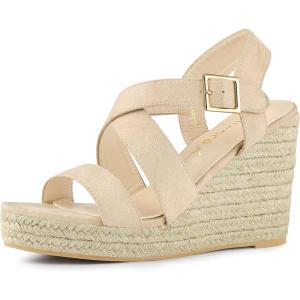 imageAllegra K Womens Espadrilles Platform Slingback Beige Wedges Sandals 9 M US