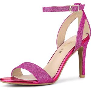 imageAllegra K Womens Glitter Ankle Strap Stiletto High Heel SandalsHot Pink