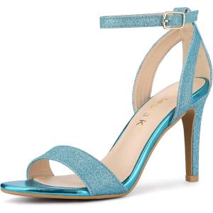 imageAllegra K Womens Glitter Ankle Strap Stiletto High Heel SandalsLake Blue
