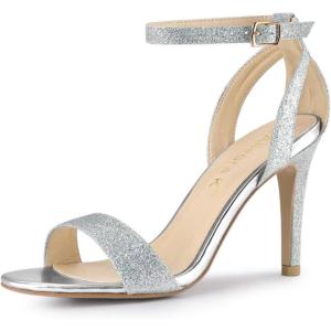 imageAllegra K Womens Glitter Ankle Strap Stiletto High Heel SandalsSilver