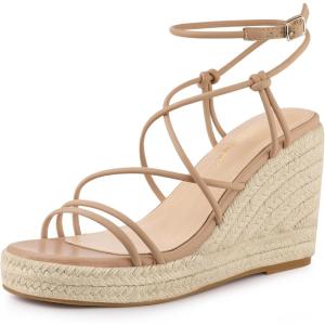 imageAllegra K Womens Platform Espadrille Wedge Heel Slingback Strappy SandalsNude