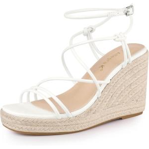 imageAllegra K Womens Platform Espadrille Wedge Heel Slingback Strappy SandalsWhite