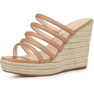 imageAllegra K Womens Platform Espadrille Wedge Strappy Straps Slides WedgesBeige