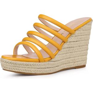 imageAllegra K Womens Platform Espadrille Wedge Strappy Straps Slides WedgesGolden Yellow