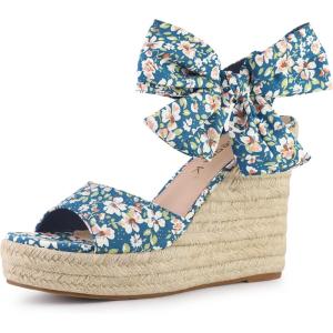 imageAllegra K Womens Platform Floral Printed Slingback Espadrille Wedge SandalsBlue