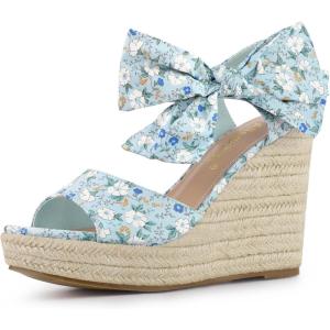 imageAllegra K Womens Platform Floral Printed Slingback Espadrille Wedge SandalsBlue Floral