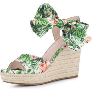 imageAllegra K Womens Platform Floral Printed Slingback Espadrille Wedge SandalsGreen