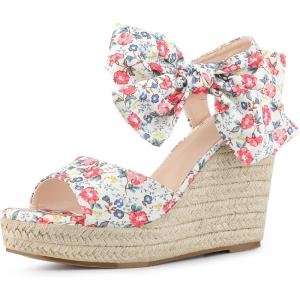 imageAllegra K Womens Platform Floral Printed Slingback Espadrille Wedge SandalsRed