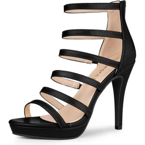 imageAllegra K Womens Platform Gladiator Strappy Indianapolis Stiletto Heel SandalsBlack