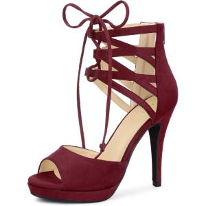 imageAllegra K Womens Platform Gladiator Strappy Open Toe Stiletto High Heel SandalsBurgundy