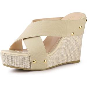 imageAllegra K Womens Platform Slide Wedge SandalsBeige