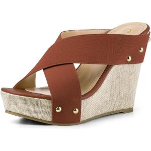 imageAllegra K Womens Platform Slide Wedge SandalsBrown