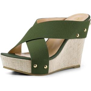 imageAllegra K Womens Platform Slide Wedge SandalsDark Green