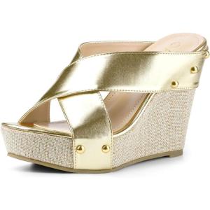 imageAllegra K Womens Platform Slide Wedge SandalsGold Tone