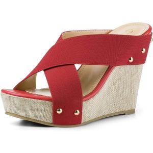 imageAllegra K Womens Platform Slide Wedge SandalsRed