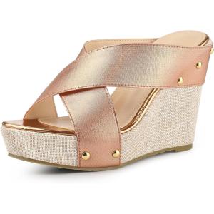 imageAllegra K Womens Platform Slide Wedge SandalsRose Gold