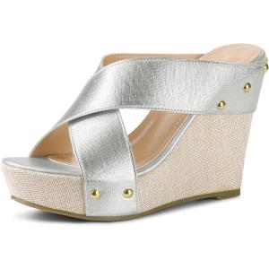 imageAllegra K Womens Platform Slide Wedge SandalsSilver