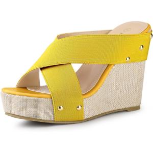 imageAllegra K Womens Platform Slide Wedge SandalsYellow