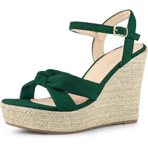 imageAllegra K Womens Platform Slingback Espadrille Wedge Heel SandalsDark Green