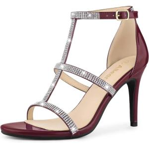 imageAllegra K Womens Rhinestone Ankle Strap Stiletto High Heel SandalsBurgundy