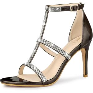 imageAllegra K Womens Rhinestone Ankle Strap Stiletto High Heel SandalsGunmetal