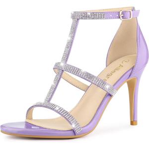 imageAllegra K Womens Rhinestone Ankle Strap Stiletto High Heel SandalsPurple