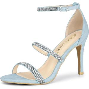 imageAllegra K Womens Rhinestone Ankle Strap Stiletto High Heels SandalsSky Blue