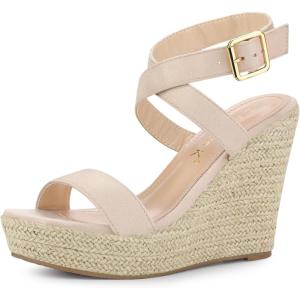 imageAllegra K Womens Slingback Crisscross Espadrille Wedges Heel SandalsBeige