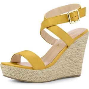 imageAllegra K Womens Slingback Crisscross Espadrille Wedges Heel SandalsYellow