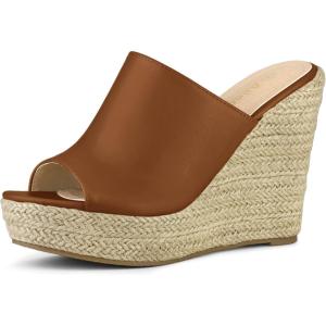 imageAllegra K Womens Slip on Platform Sandals Espadrilles Wedges Slides MulesBrown