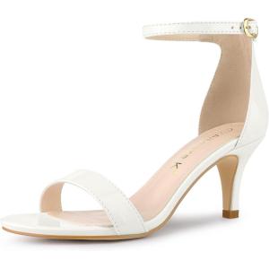 imageAllegra K Womens Stiletto Heels Rhinestone Ankle Strap SandalsWhite
