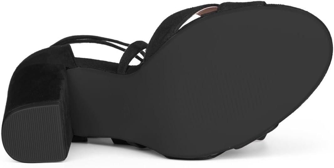 imageAllegra K Womens Block Heeled Lace Up SandalsBlack